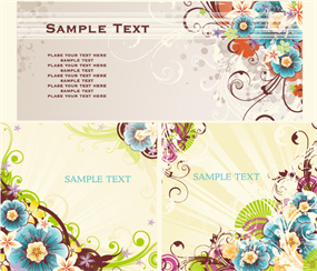 3款缤纷时尚花纹矢量图